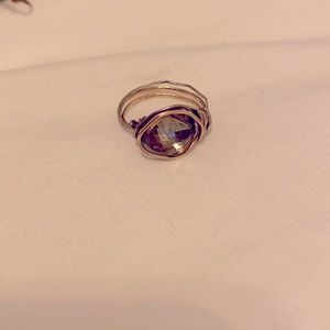 Handmade two tone ring. Unique piece. Jewelry wire and plastic beading.